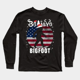 Bigfoot Believe Christmas Long Sleeve T-Shirt